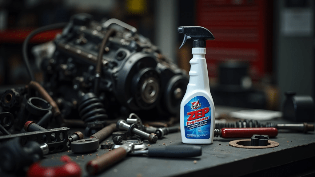 a Zep Degreaser on the desk